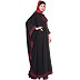 Kaftan style bow abaya- Black-Maroon